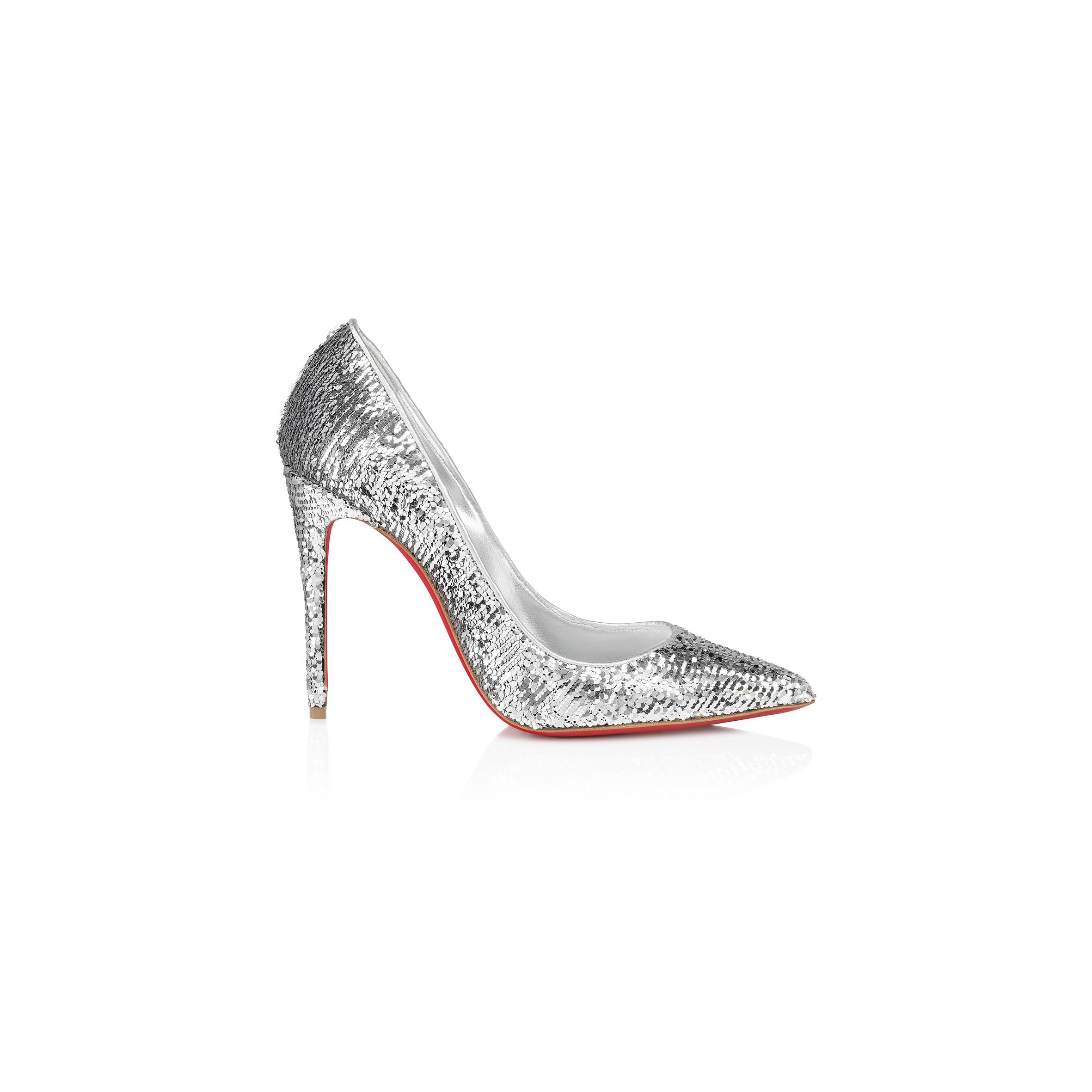 Ch**an louboutin kate mini paillettes 100 mm pumps-crepe satin and sequins-silver-women 1250527s211